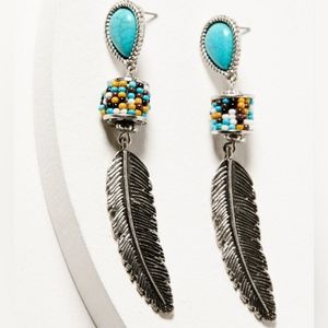 NWT'S - SHYANNE - Desert Charm Feather Beaded Earrings
